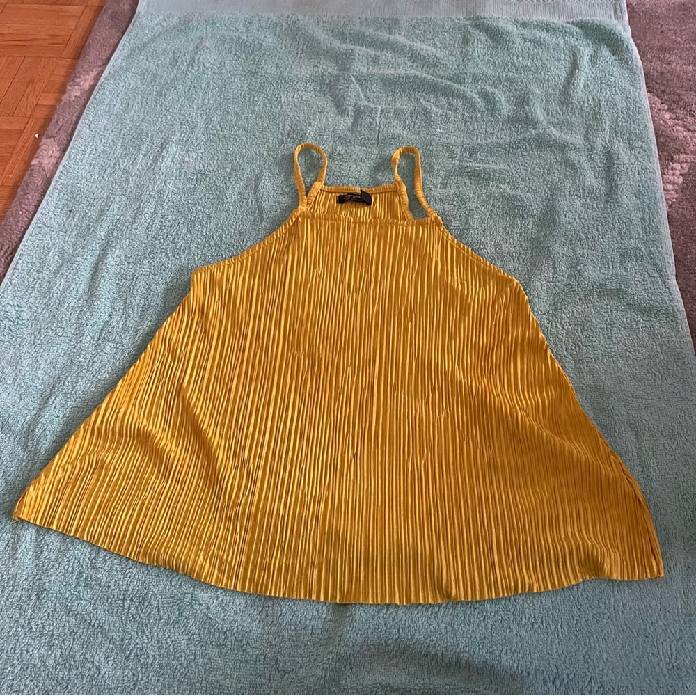 Bershka Mustard Pleated Tank Top